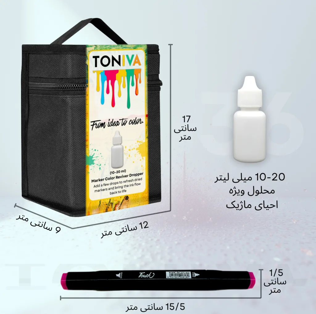 ماژیک راندو تونیوا مدل Touch 36 به همراه محلول احیای ماژیک مجموعه ۳۶ عددی