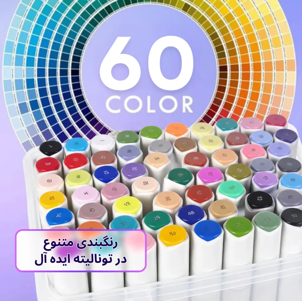 ماژیک تونیوا مدل اکریلیک کد Dual tip مجموعه 60 عددی