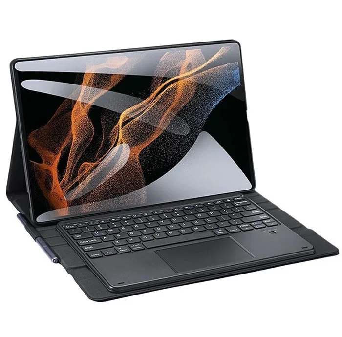کیف کلاسوری کیبورد دار دوکس دوکیس مدل Tri-Fold مناسب برای تبلت سامسونگ Galaxy Tab S8 Ultra X900/X906