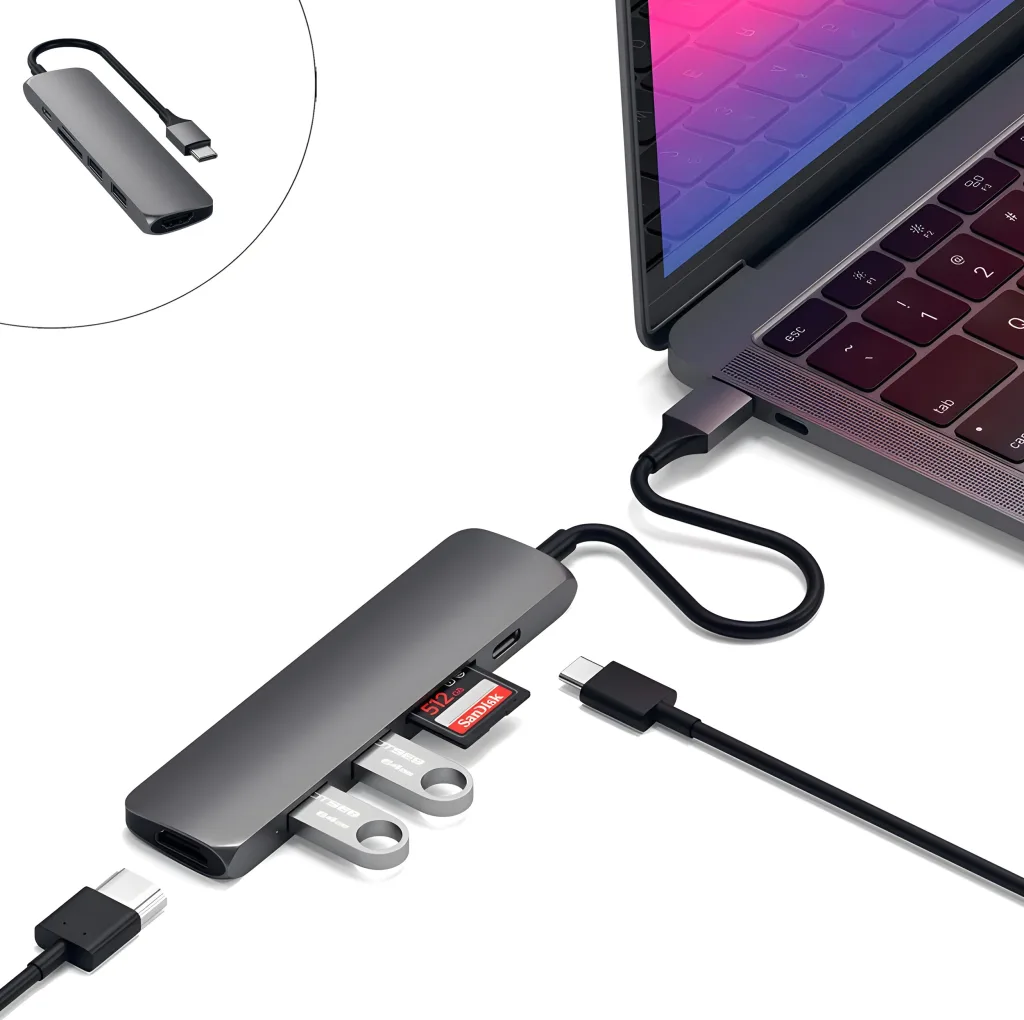 هاب 6 پورت USB-C  ساتچی مدل SLIM V2