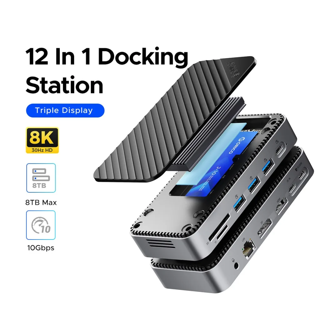 داک استیشن 12 پورت USB-C به همراه باکس M.2 اوریکو مدل M2P11