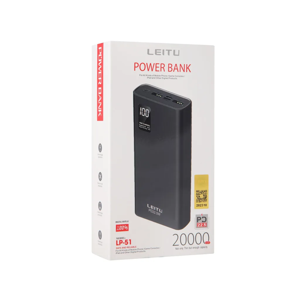پاوربانک لیتو مدل LP-51 ظرفیت 20000 میلی‌آمپرساعت
