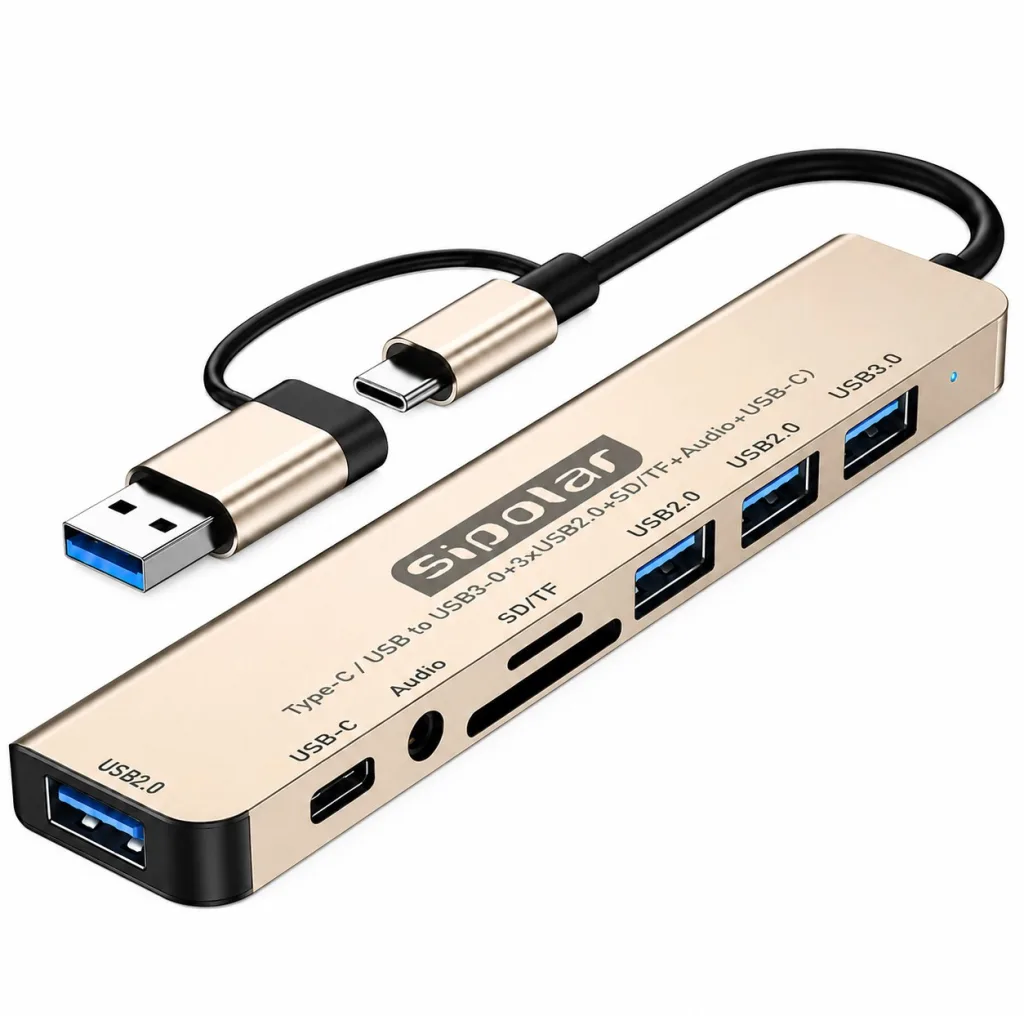 هاب 8 پورت USB/USB-C سیپولار مدل USB/Type-C to Audio