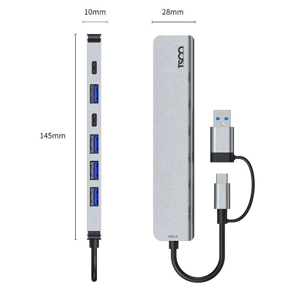 هاب USB هفت پورت تسکو تایپ سی مدل THU 1148