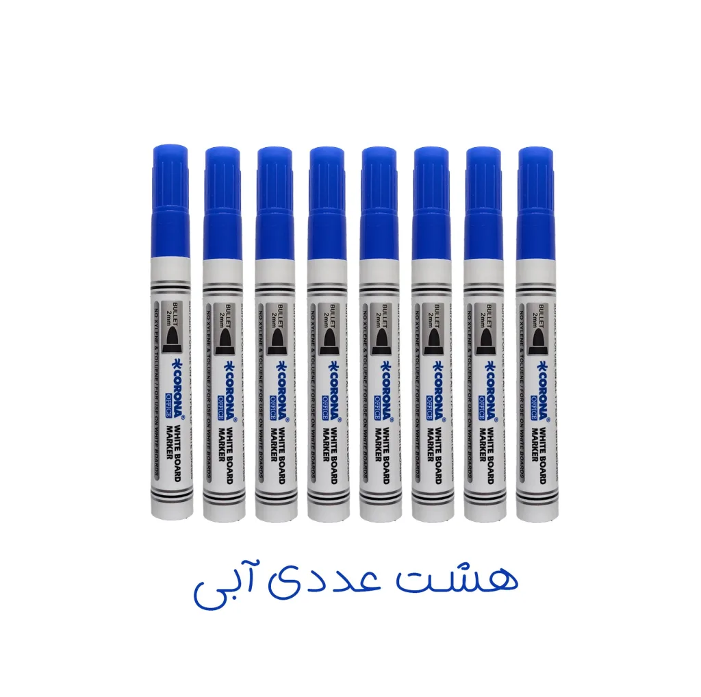 ماژیک وایت برد کرونا طرح گرد مدل CO-4070 به همراه تخته پاک کن بسته 9 عددی
