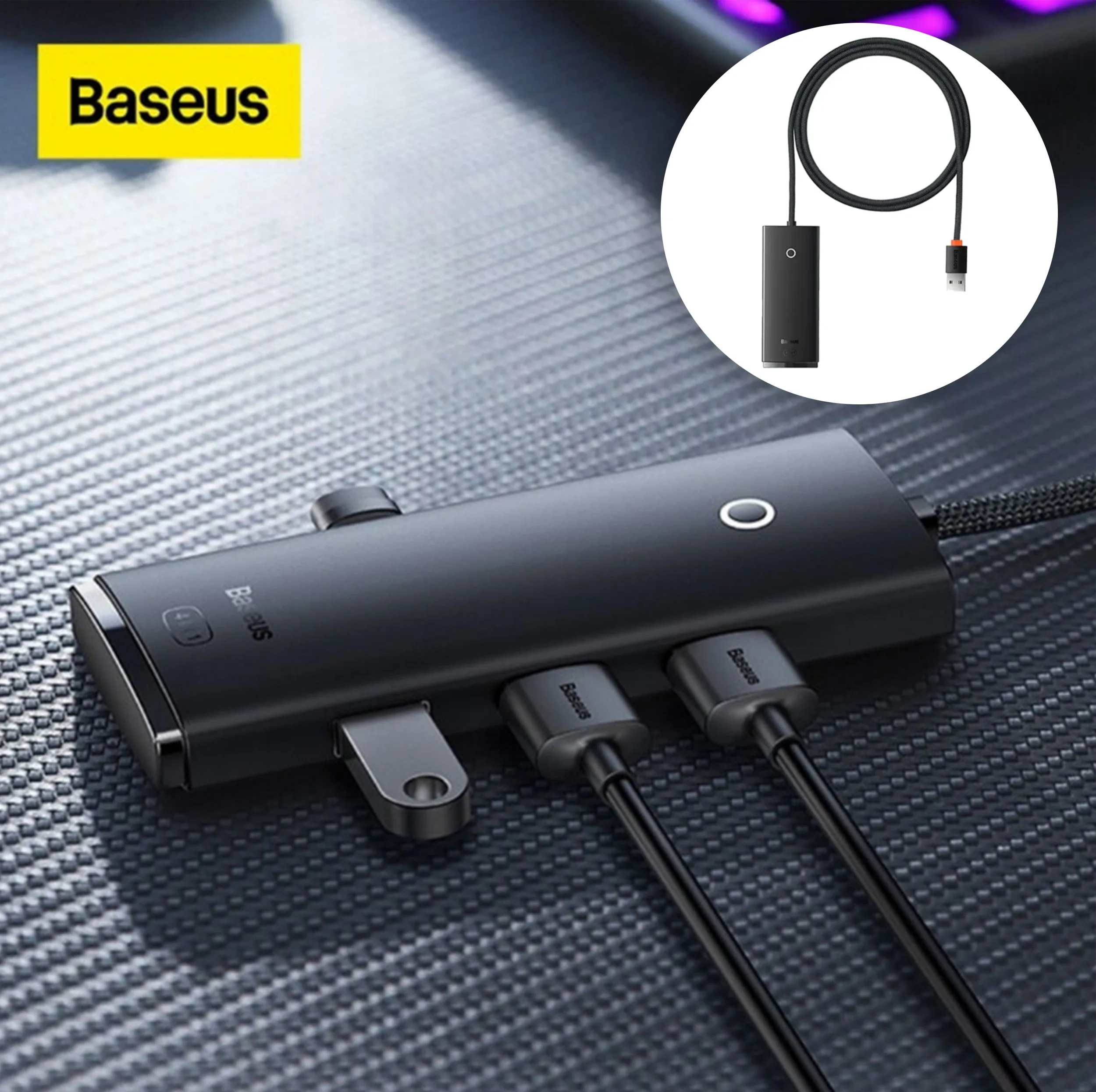 هاب 4 پورت usb3 باسئوس مدل Hub Lite Series -WKQX030101