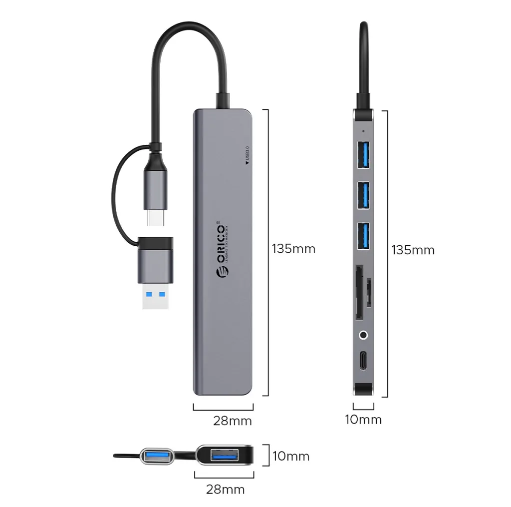 هاب 8 پورت USB-C اوریکو مدل YSA8-U3