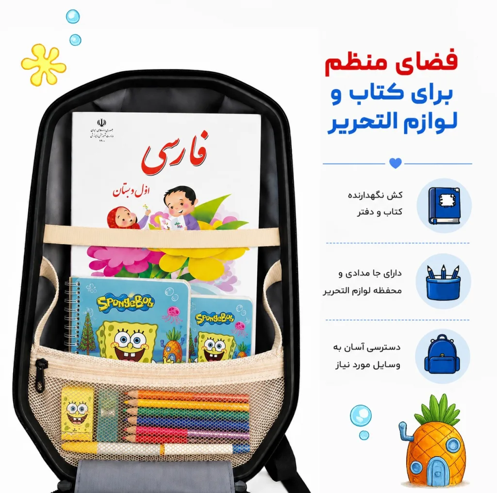 کوله پشتی مدرسه مارینوکس مارول مدل Sponge Bob