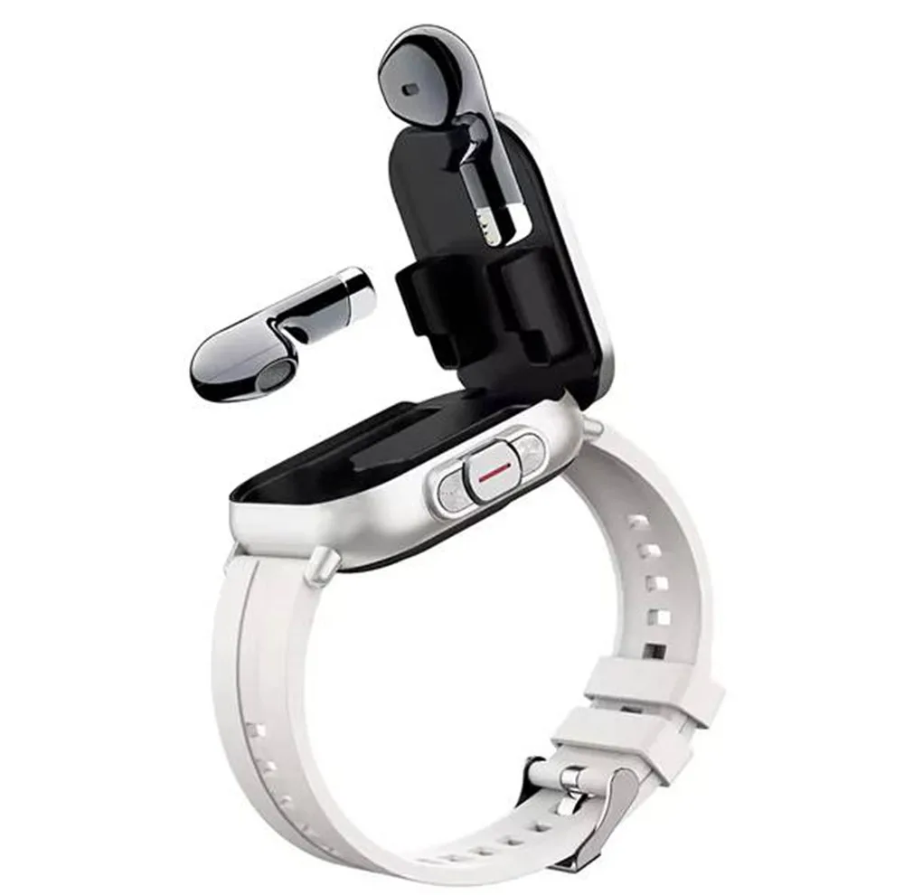 ساعت هوشمند 45 میلی‌متری مدل D8 2-in-1 Smart Watch with Wireless Bluetooth Headset با بند پلاستیکی، سازگار با سیستم عامل iOS و Android، به همراه هدفون بلوتوثی نویزکنسلینگ