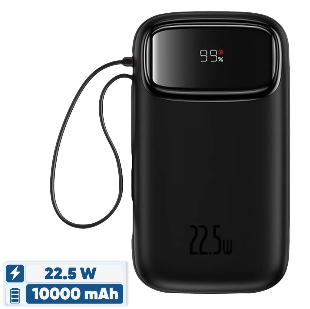 پاوربانک 22.5 وات بیسوس مدل 22.5W QPow2 Dual Cable ظرفیت 10000 میلی آمپر ساعت