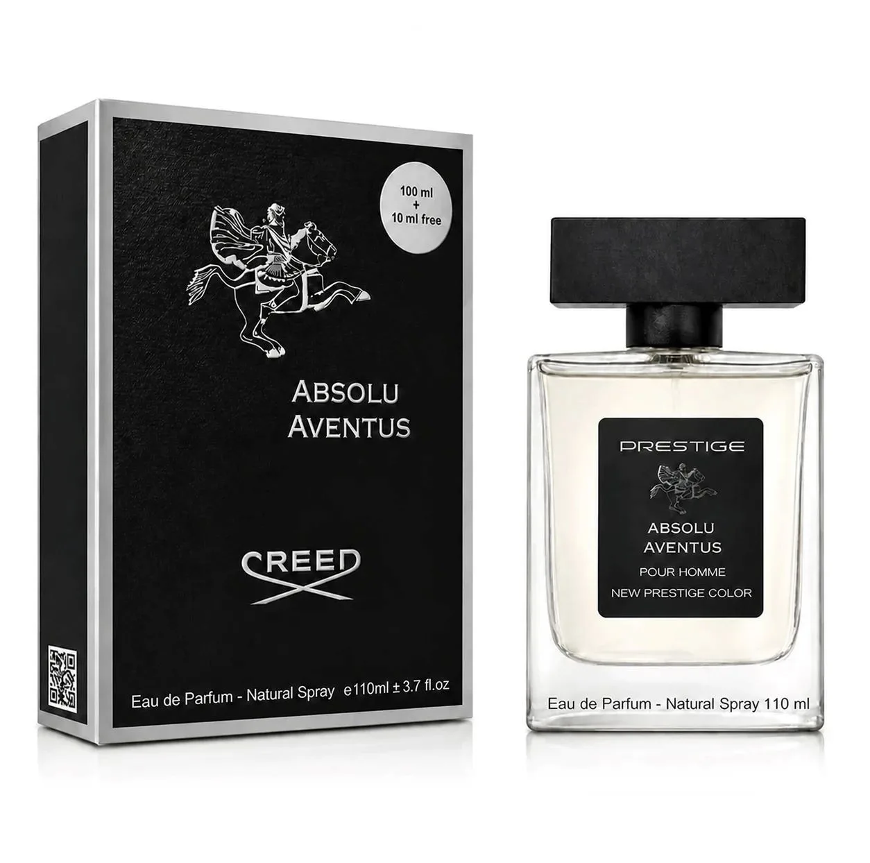 ادوپرفیوم مردانه نیو پرستیژ کالر مدل ABSOLU AVENTUS با رایحه چوبی و خنک حجم 110 میلی لیتر
