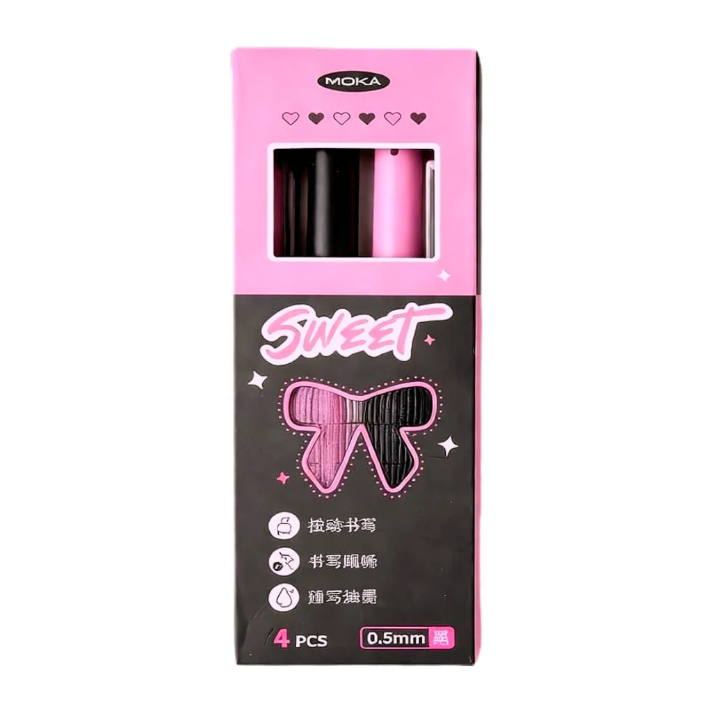 ست خودکار و روان نویس 0.5 میلی متری موکا مدل Sweet Love بسته 4 عددی