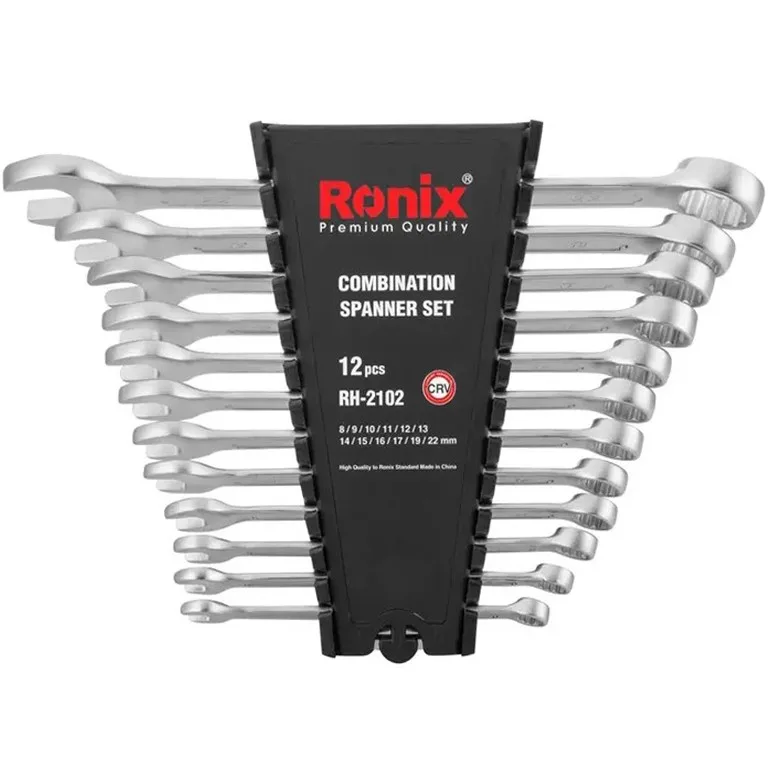 آچار یکسر تخت و یکسر رینگی رونیکس مدل CRV2102.SPANNER مجموعه 12 عددی