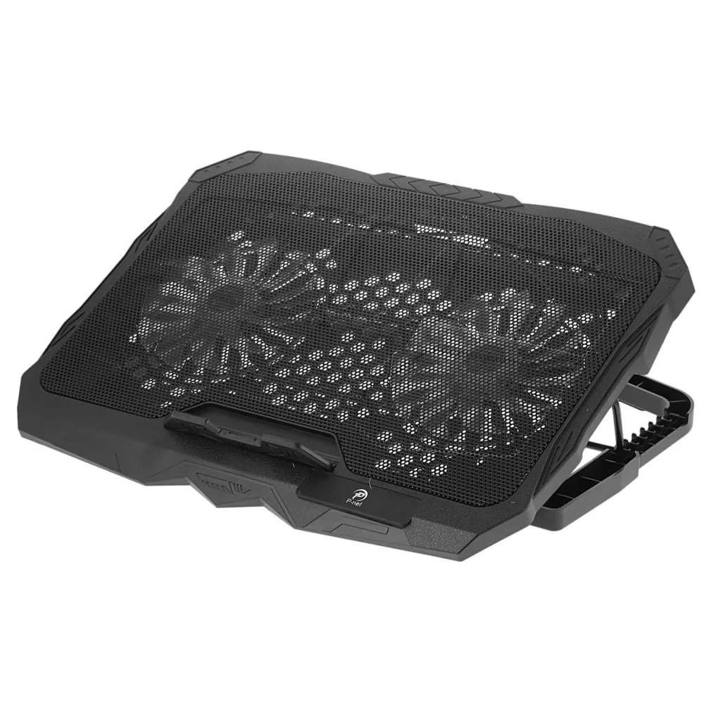 پایه خنک‌کننده لپ‌تاپ پی نت مدل p705 دارای دو عدد فن مناسب برای لپ تاپ‌های 16 تا 17 اینچی، 14.1 تا 15.6 اینچی، 13.1 تا 14 اینچی