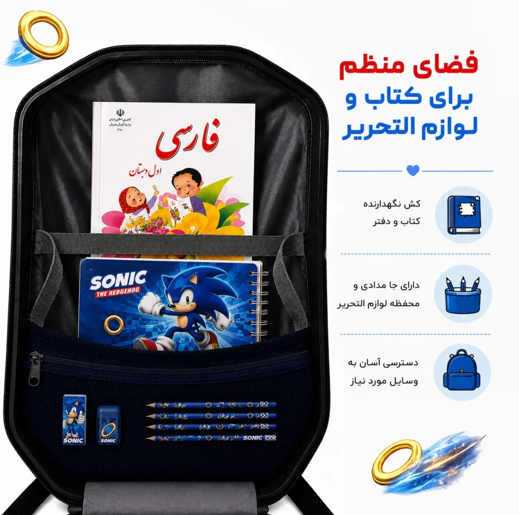 کوله پشتی مدرسه مارینوکس مارول مدل Sonic
