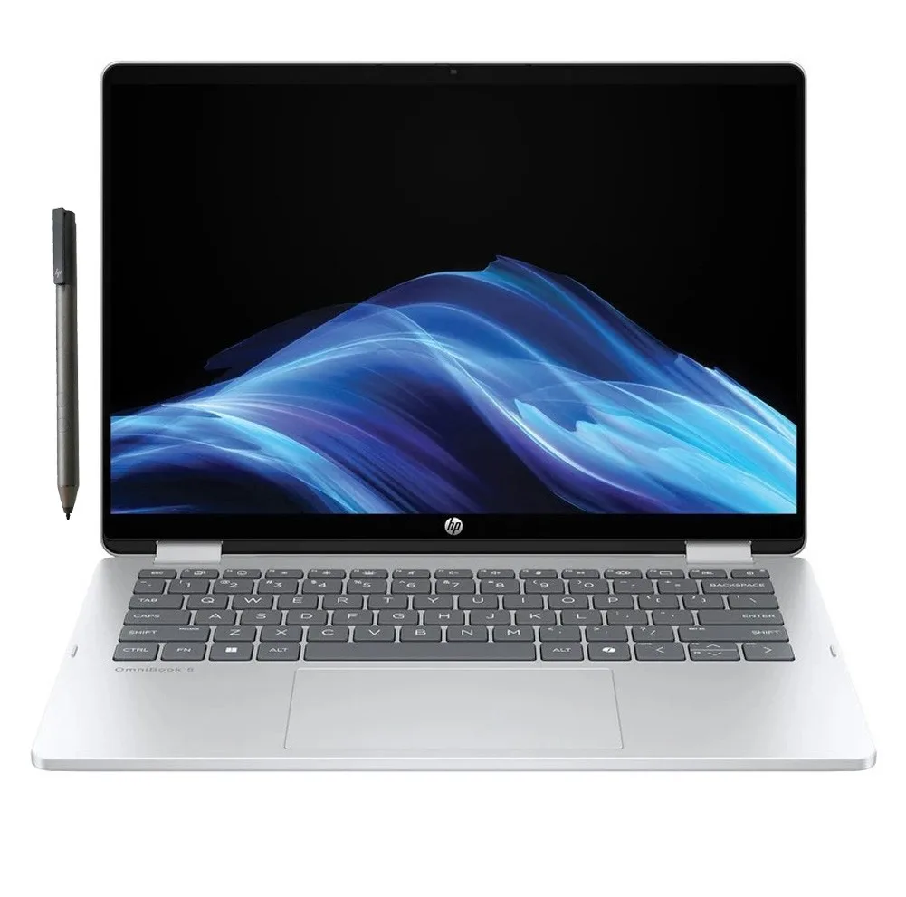 لپ تاپ 14 اینچی اچ‌ پی مدل OmniBook 5 Flip 14-fp0023dx-Core 7 150U-16GB LPDDR5 5200MHz-512GB SSD-IPS-Touch-Backlit-W به همراه قلم