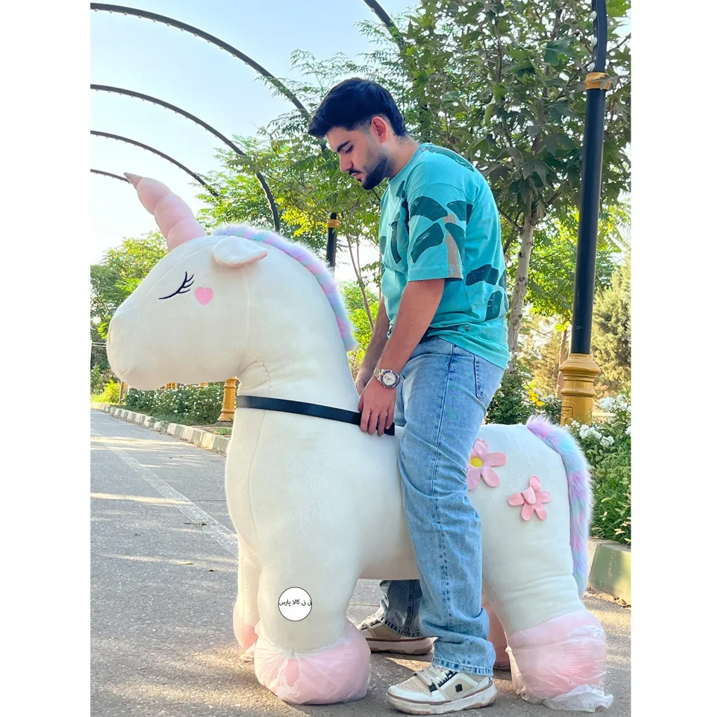 عروسک مدل اسب تک شاخ کد 2025 ارتفاع 160 سانتی متر
