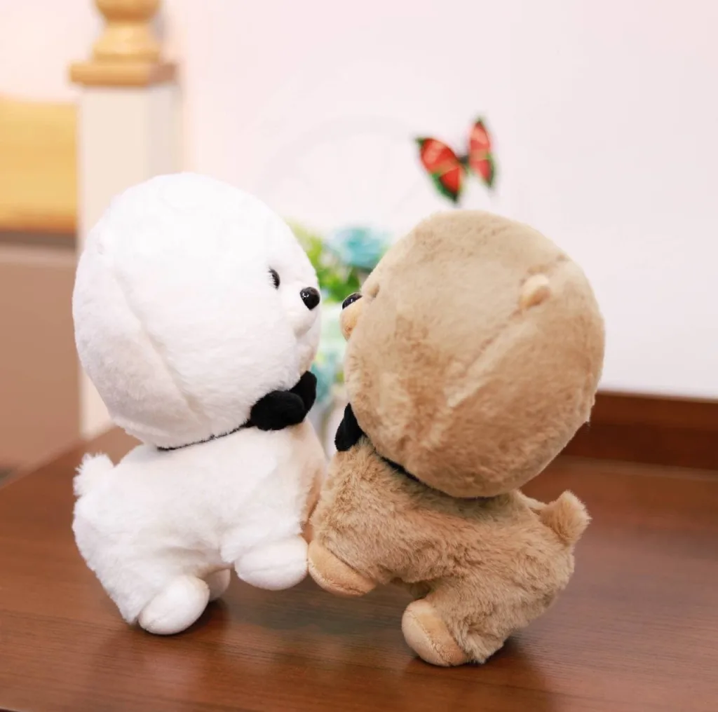 عروسک طرح سگ کپل مدل پاپیونی ارتفاع 25 سانتی متر