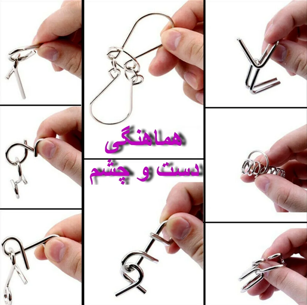 بازی فکری دنیای سرگرمی های کمیاب مدل میخ جادوئی فکری و فلزی مجموعه 6 عددی