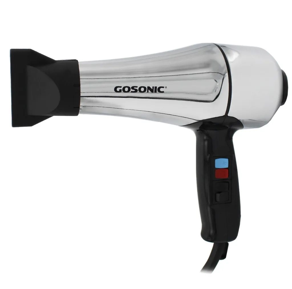 سشوار حرفه‌ای 1800 وات گوسونیک مدل GHD-229، موتور AC، وزن 892 گرم، دارای سری متمرکز‌کننده پهن با ویژگی حجم‌دهندگی، با قابلیت فناوری تولید یون، باد سرد