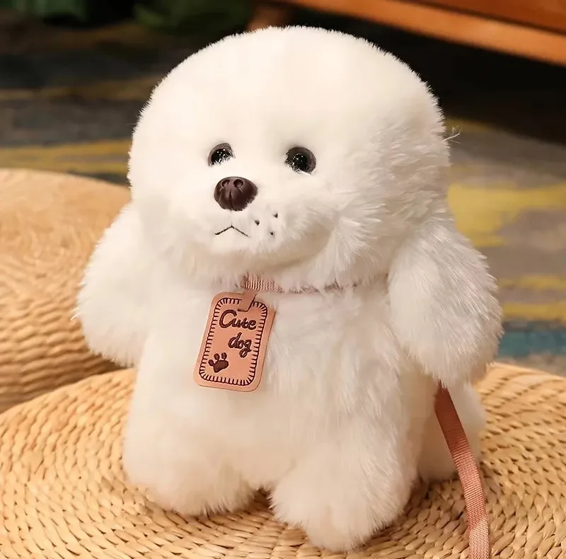 عروسک طرح سگ قلاده دار مدل لاکچری کد 110 ارتفاع 25 سانتی‌متر