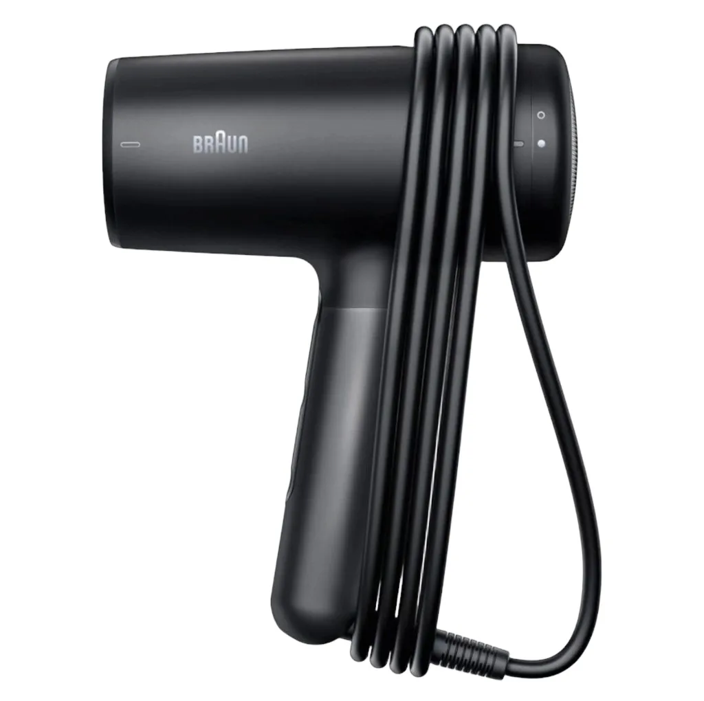 سشوار حرفه‌ای 2100 وات براون مدل HD425، موتور DC، وزن 500 گرم، دارای سری دیسپانسر، متمرکز‌کننده باریک با ویژگی فرکنندگی، صاف‌کنندگی، حجم‌دهندگی، با قابلیت تنظیم دما