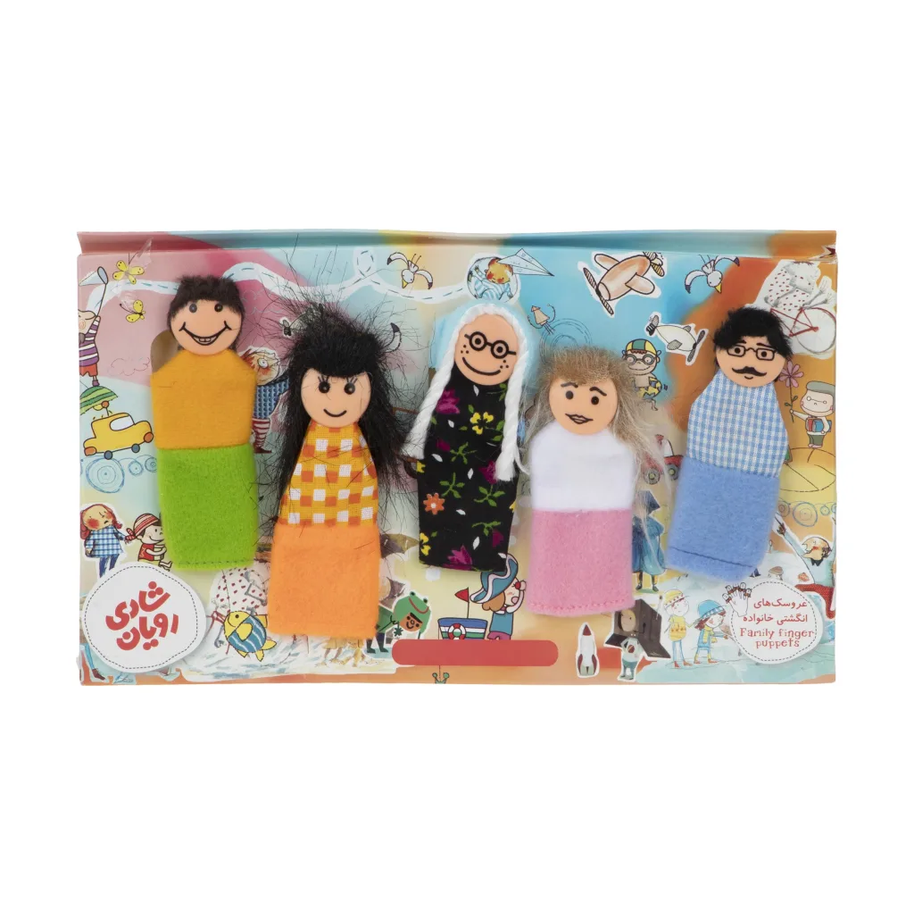 عروسک انگشتی شادی رویان مدل خانواده مجموعه 5 عددی