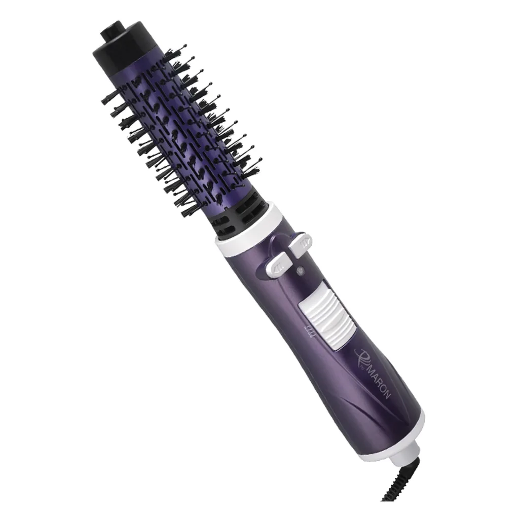 سشوار برس‌دار چرخشی 1000 وات پرومارون مدل RL-8814، موتور DC، وزن 480 گرم، المنت فلز، با قابلیت باد سرد، فناوری تولید یون، سیم گردان