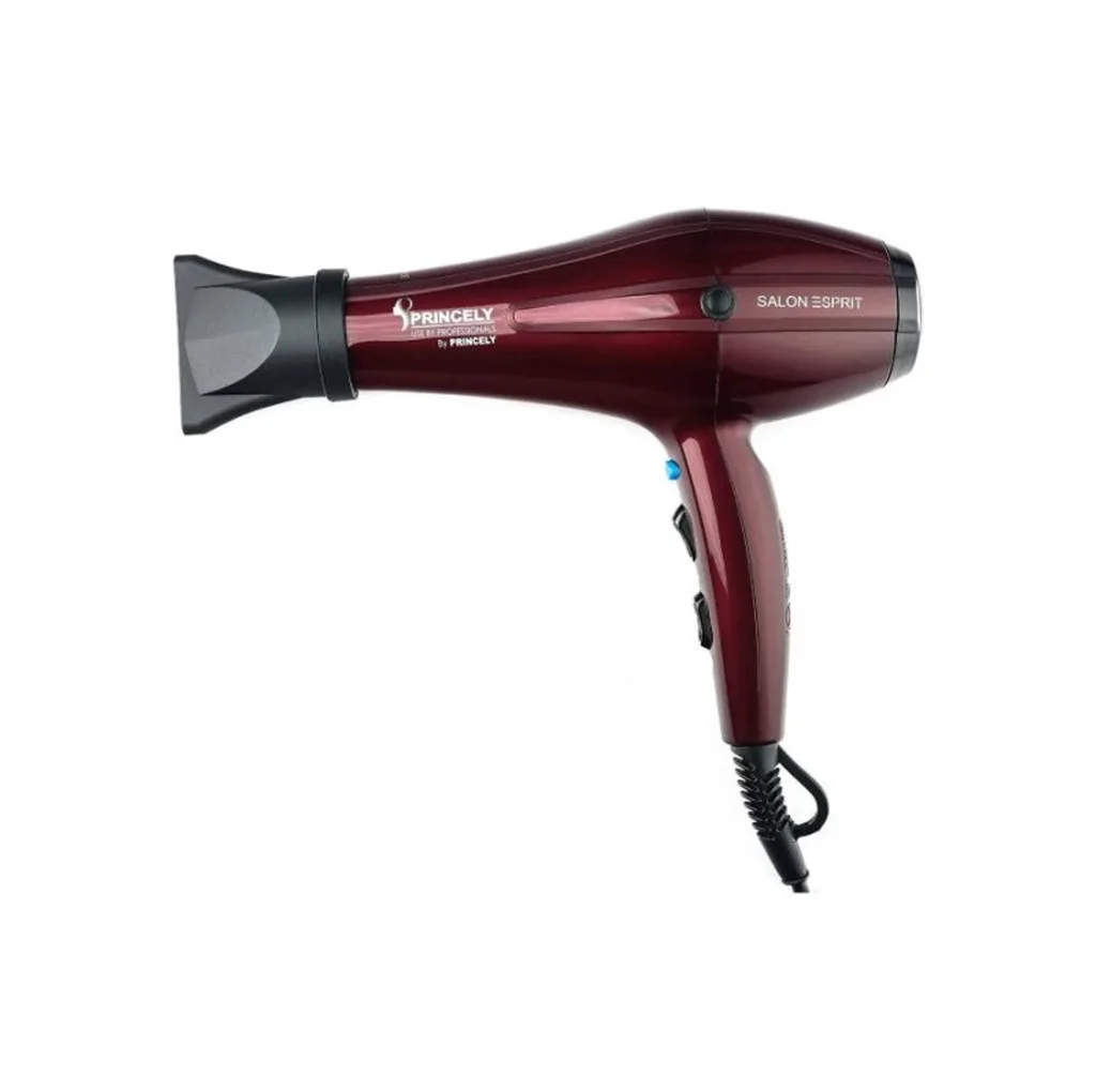 سشوار حرفه‌ای 2400 وات پرینسلی مدل PR250AT، موتور AC، وزن 550 گرم، المنت فلز، دارای سری متمرکز‌کننده باریک، متمرکز‌کننده پهن با ویژگی صاف‌کنندگی، حجم‌دهندگی با قابلیت باد سرد