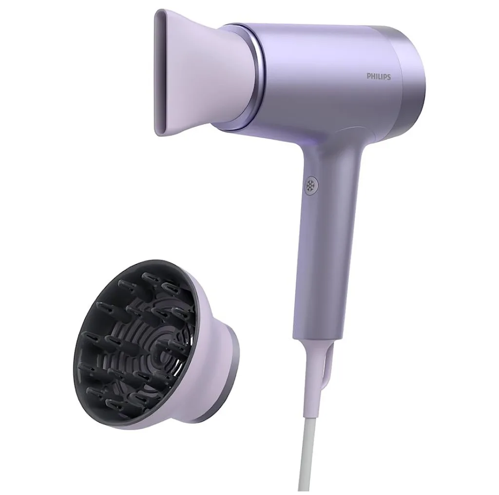 سشوار حرفهای 1800 وات فیلیپس مدل BHD720، موتور DC، وزن 950 گرم، دارای سری دیسپانسر، متمرکزکننده باریک با ویژگی فرکنندگی، صافکنندگی، حجمدهندگی، با قابلیت فناوری تولید یون