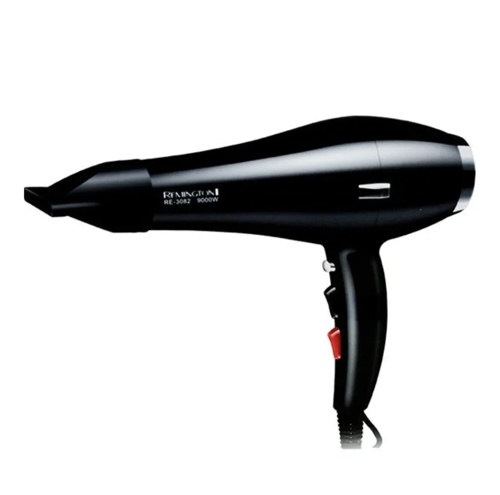 سشوار خانگی و حرفه‌ای رمینگتون مدل RE-3082 با موتور AC، توان 9000 وات، تنظیمات دما و سرعت دو حالته، سری صاف‌کننده، همراه با متمرکزکننده پهن، وزن 700 گرم