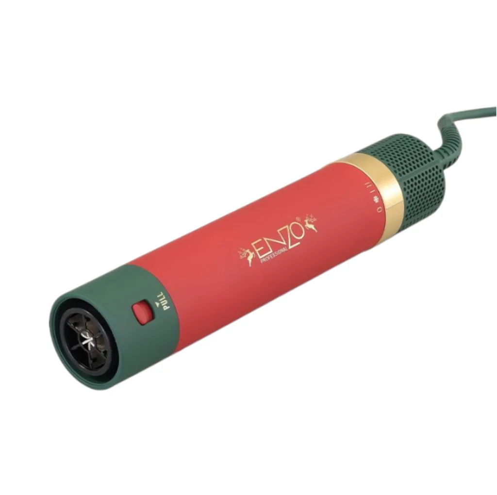 سشوار برس‌دار حالت‌دهنده انزو پروفیشینال مدل EN-6222 با توان 1500 وات، دارای 6 سری متنوع برای حجم‌دهی، صاف‌کنندگی، فرکنندگی، فناوری تولید یون منفی، تنظیمات دما و سرعت چندحالته، مناسب انواع مو، سبک و حرفه‌ای