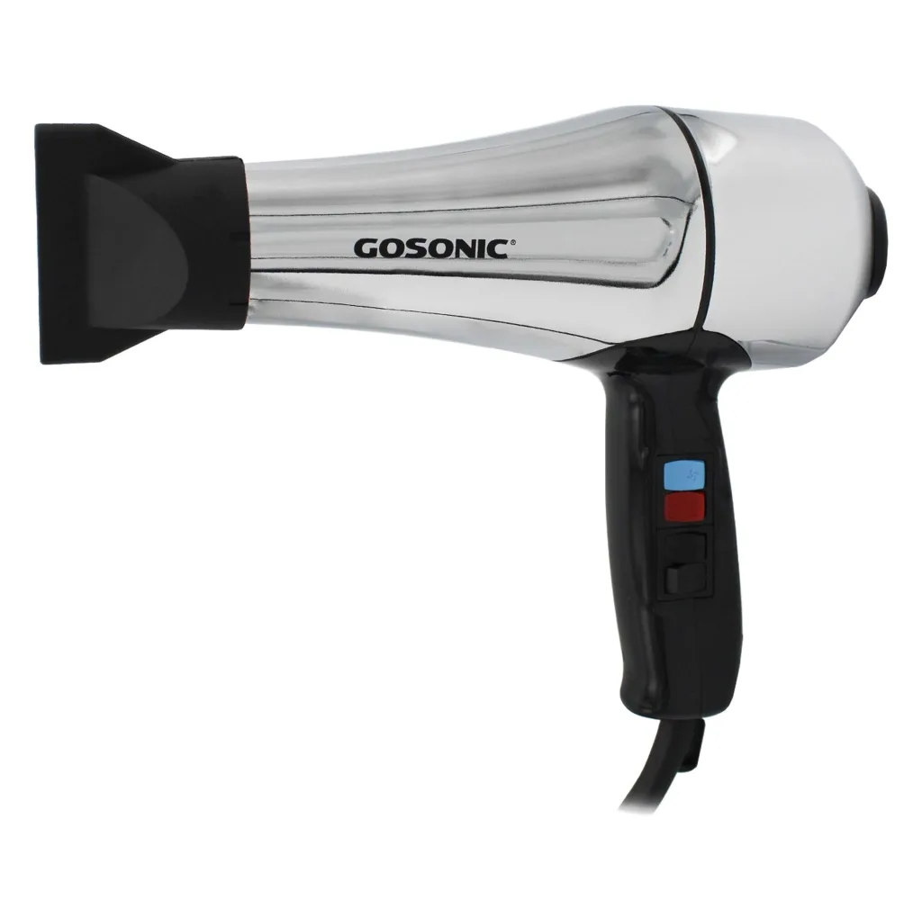 سشوار حرفه‌ای 1800 وات گوسونیک مدل GHD-229، موتور AC، وزن 892 گرم، دارای سری متمرکز‌کننده پهن با ویژگی حجم‌دهندگی، با قابلیت فناوری تولید یون، باد سرد