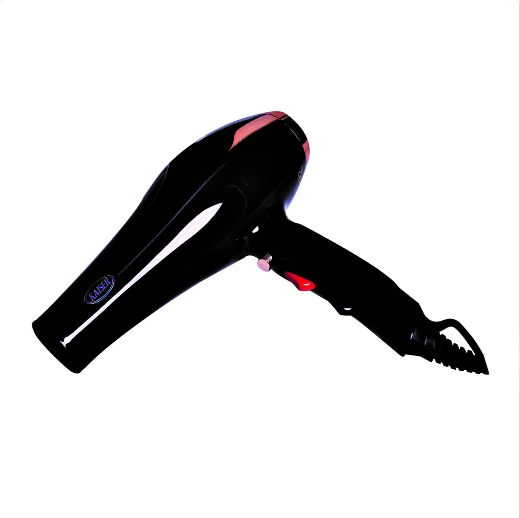 سشوار حرفه‌ای 2400 وات کایزر مدل MAX POWER، موتور AC، وزن 500 گرم، المنت تیتانیوم، دارای سری متمرکز‌کننده پهن با ویژگی صاف‌کنندگی، با قابلیت باد سرد، عملکرد توربو، فناوری تولید یون
