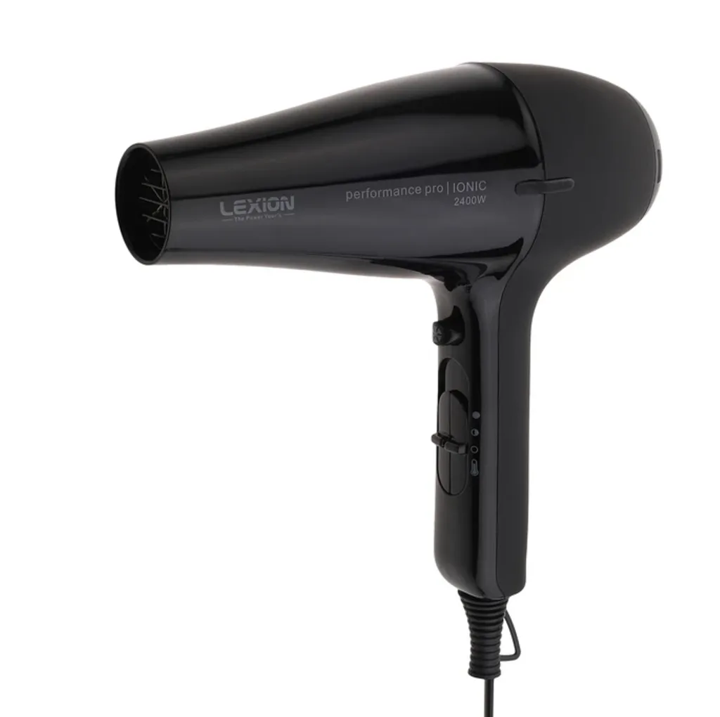 سشوار حرفه‌ای 2400 وات لکسیون مدل Performance pro HD:2089، موتور AC، وزن 500 گرم، المنت فلز، دارای سری دیسپانسر، متمرکز‌کننده باریک، متمرکز‌کننده پهن با ویژگی صاف‌کنندگی، حجم‌دهندگی، با قابلیت فناوری تولید یون
