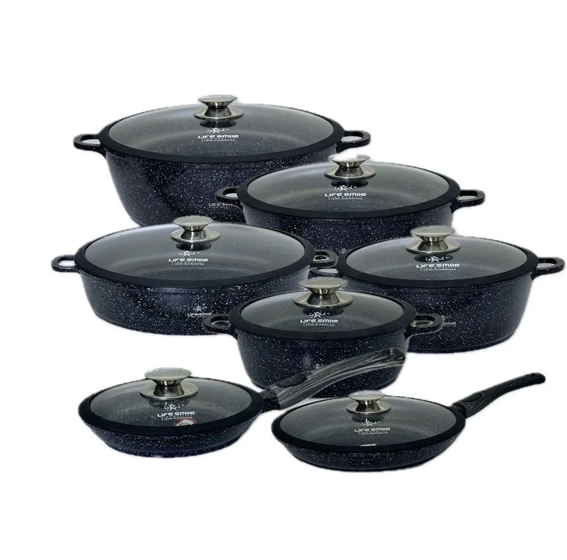 سرویس قابلمه و تابه گرانیتی 24 پارچه لایف اسمایل مدل LIFEP7S-24-BLACK