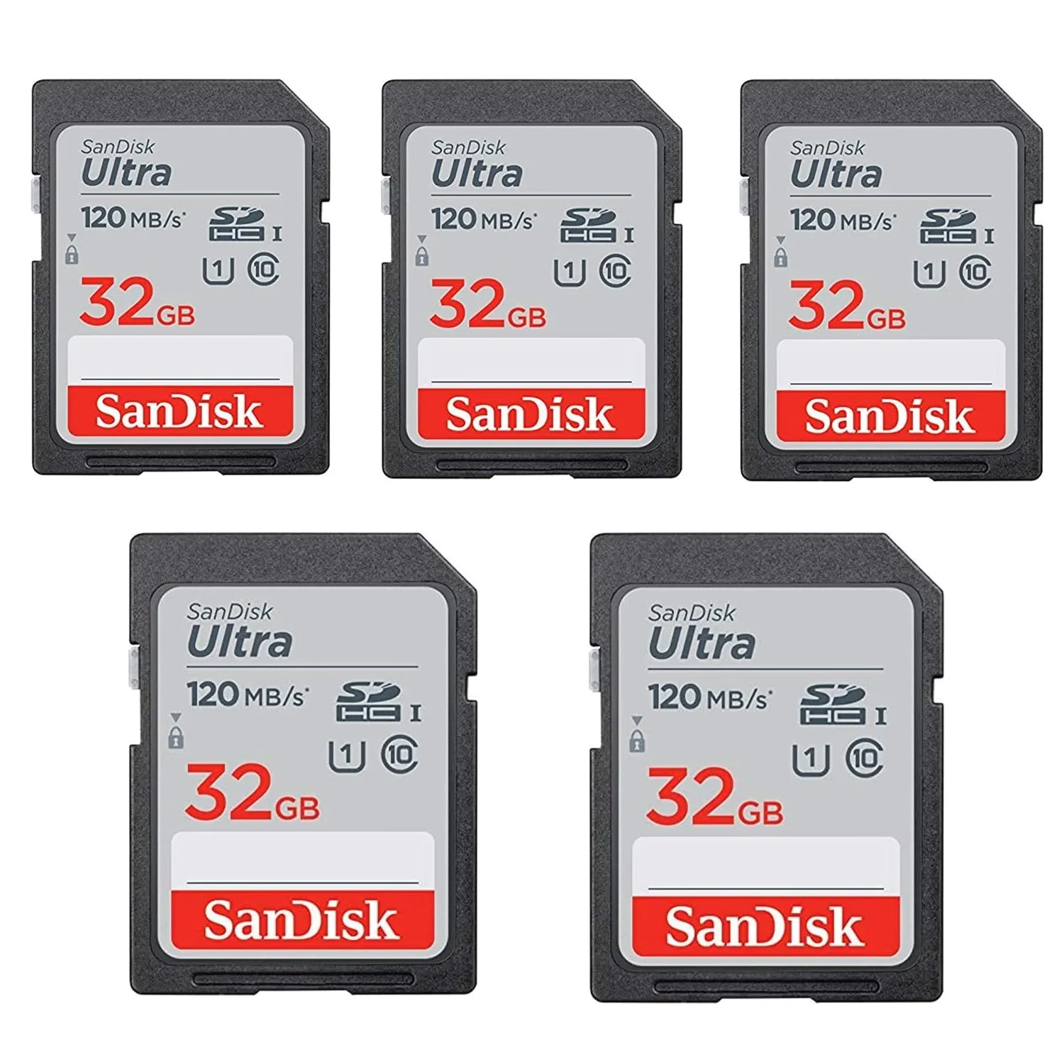 کارت حافظه SDHC سن دیسک مدل Ultra کلاس 10 استاندارد UHS-I U1 سرعت 120MBps ظرفیت 32 گیگابایت بسته 5عددی