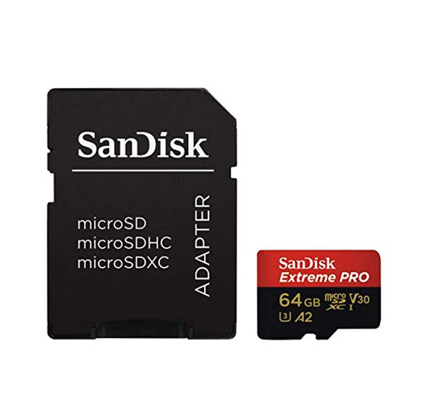 کارت حافظه microSDXC سن دیسک مدل Extreme PRO کلاس A2 استاندارد UHS-I U3 سرعت 170MBs ظرفیت 64 گیگابایت به همراه آداپتور SD