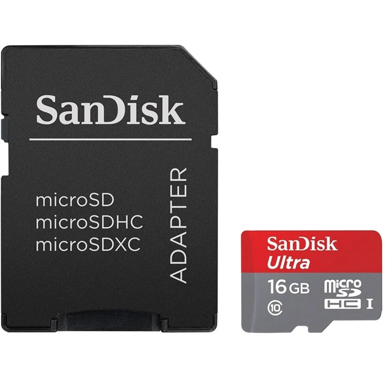 کارت حافظه microSDHC سن دیسک مدل Ultra کلاس 10 استاندارد UHS-I U1 سرعت 80MBps همراه با آداپتور SD ظرفیت 16 گیگابایت
