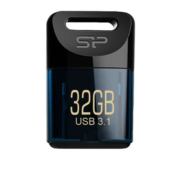 فلش مموری ظرفیت 32 گیگابایت سیلیکون پاور مدل Jewel J06، با رابط USB 3.1، سازگار با USB 2.0، دارای درپوش و مقاوم در برابر آب، لرزش و گردوغبار