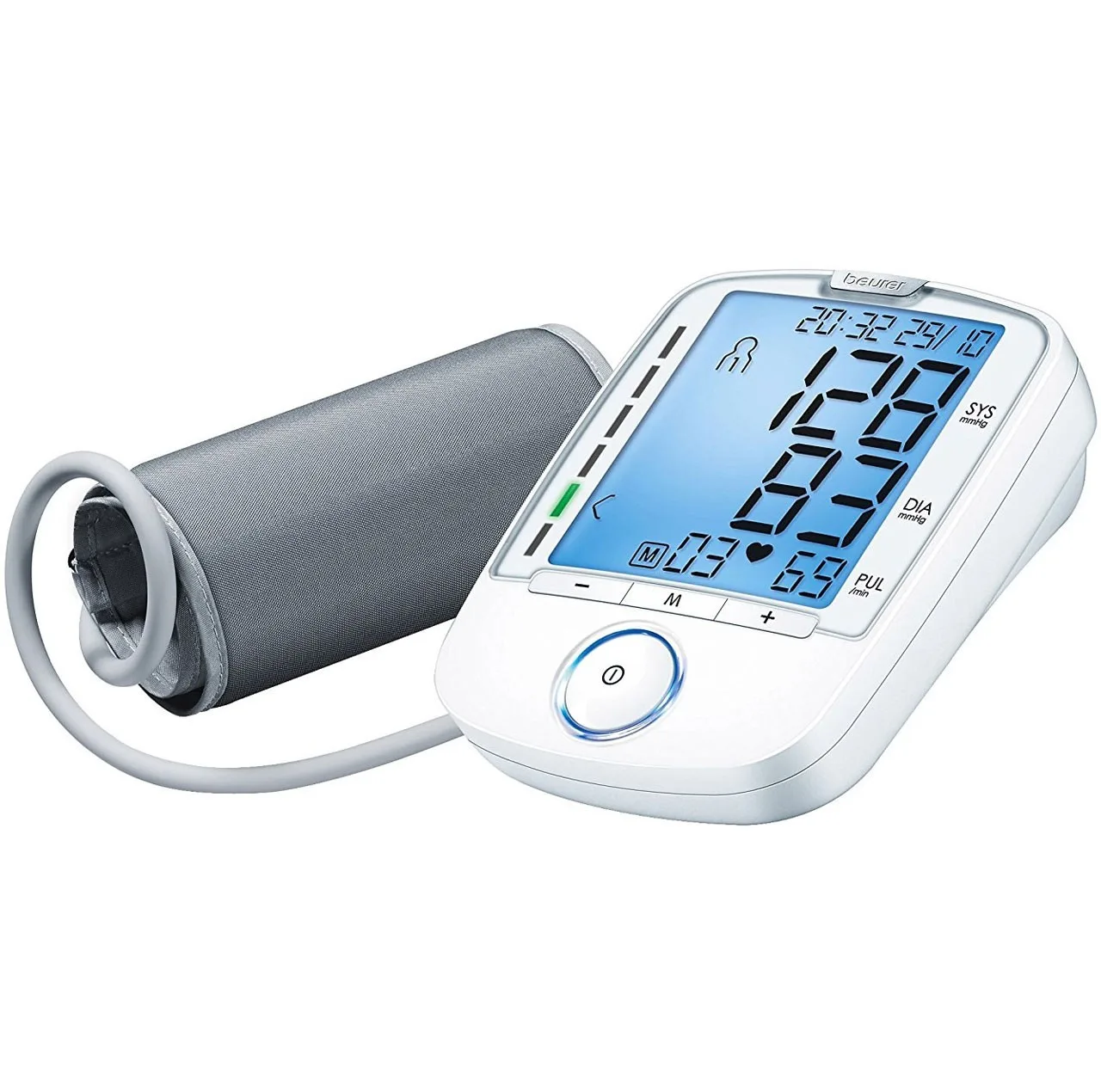 فشارسنج بازویی بیورر مدل BM47 با 120 حافظه برای 4 کاربر، نمایشگر LCD بزرگ، تشخیص آریتمی و ضربان نامنظم، هشدار خطای محاسباتی و خاموشی خودکار