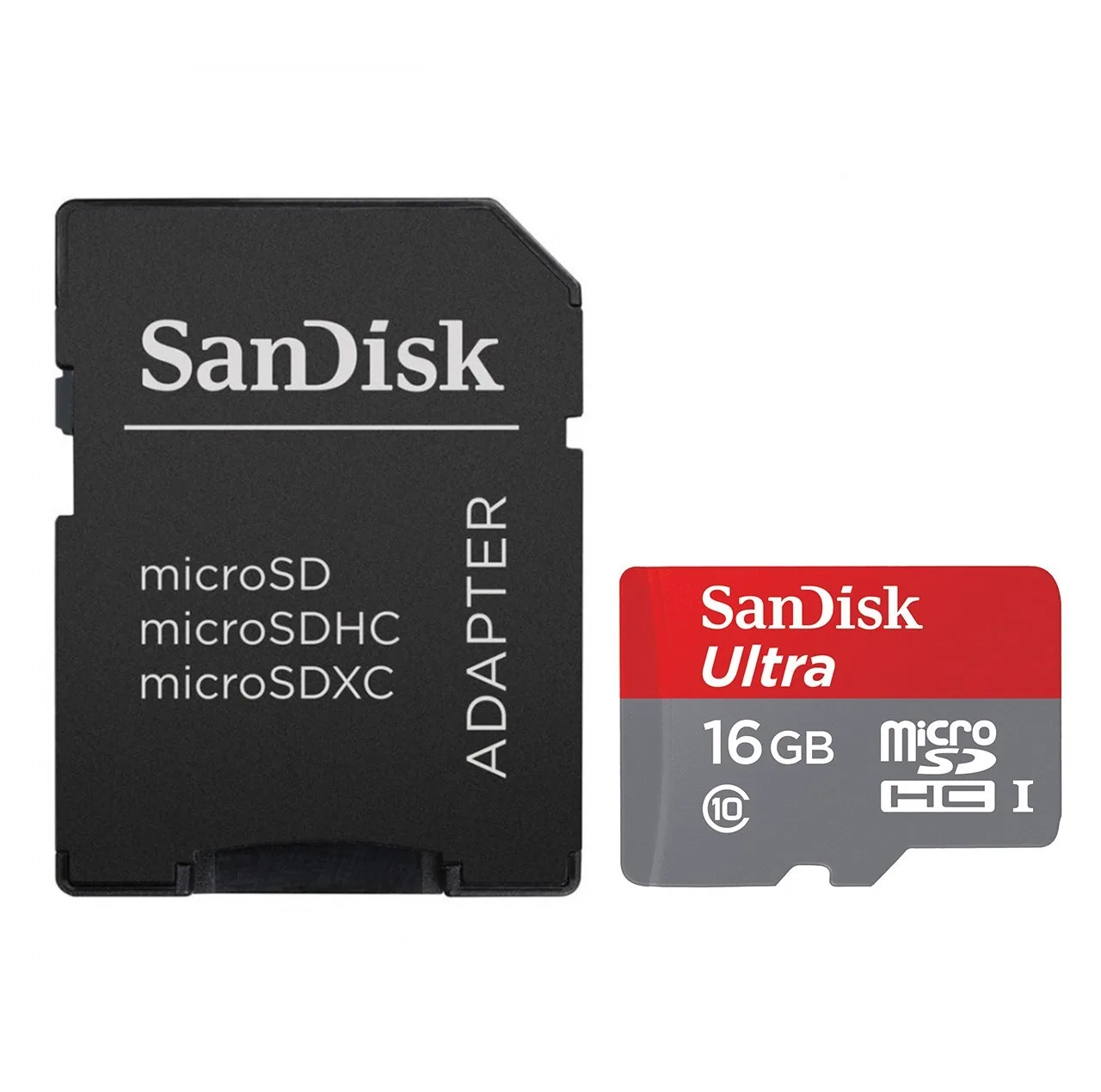 کارت حافظه microSDHC سن دیسک مدل Ultra کلاس 10 استاندارد UHS-I U1 سرعت 80MBps همراه با آداپتور ظرفیت 16 گیگابایت