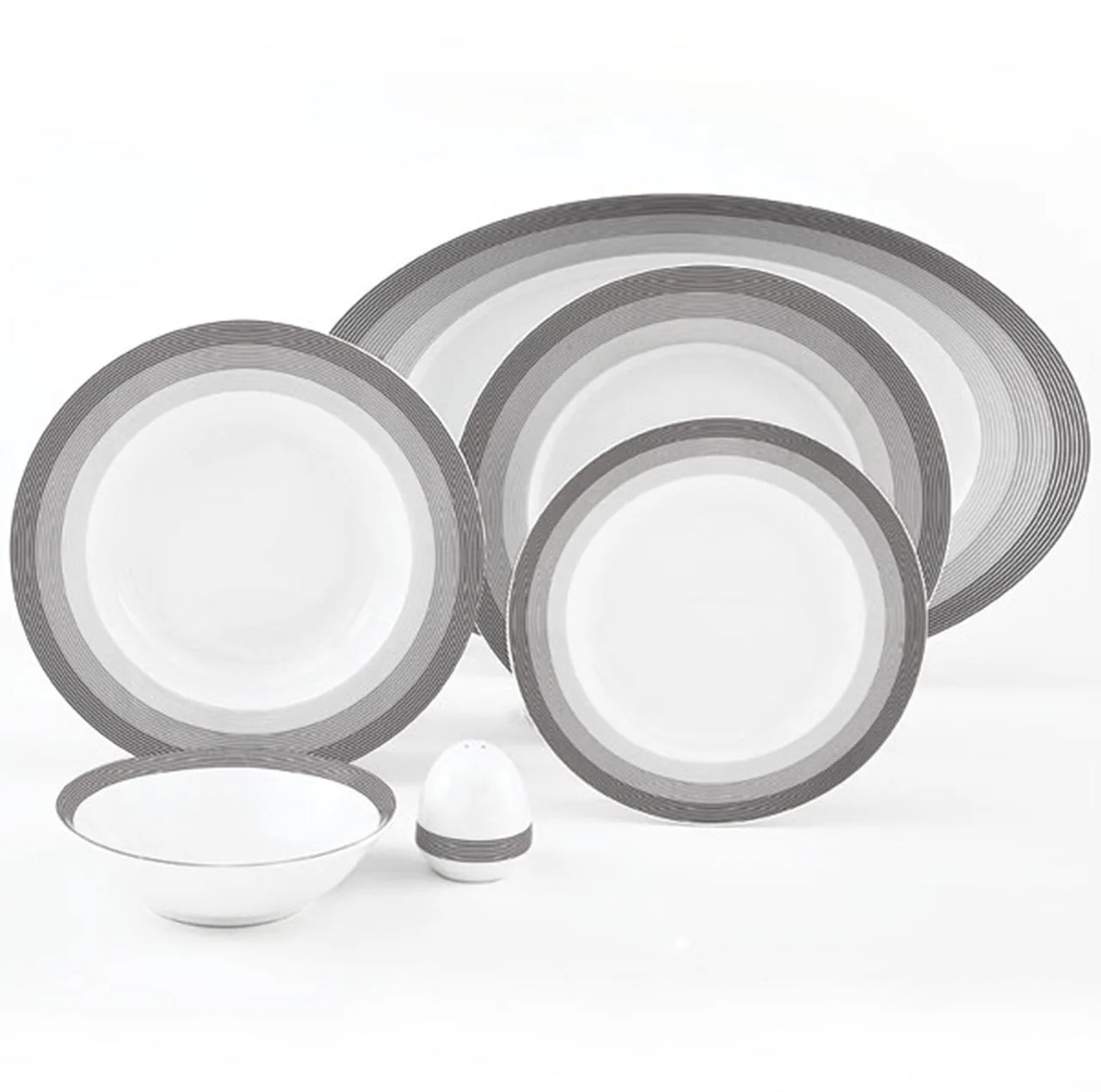 سرویس غذاخوری 28 پارچه چینی زرین ایران سری ایتالیا اف مدل Silverliner 2 درجه یک