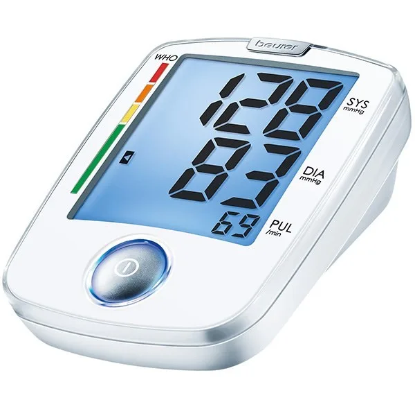 فشارسنج دیجیتال بازویی بیورر مدل BM44 با نمایشگر بزرگ LCD، قابلیت تشخیص آریتمی، هشدار خطا، حافظه دو کاربر، مناسب بازو 22 تا 30 سانتی‌متر و خاموشی خودکار
