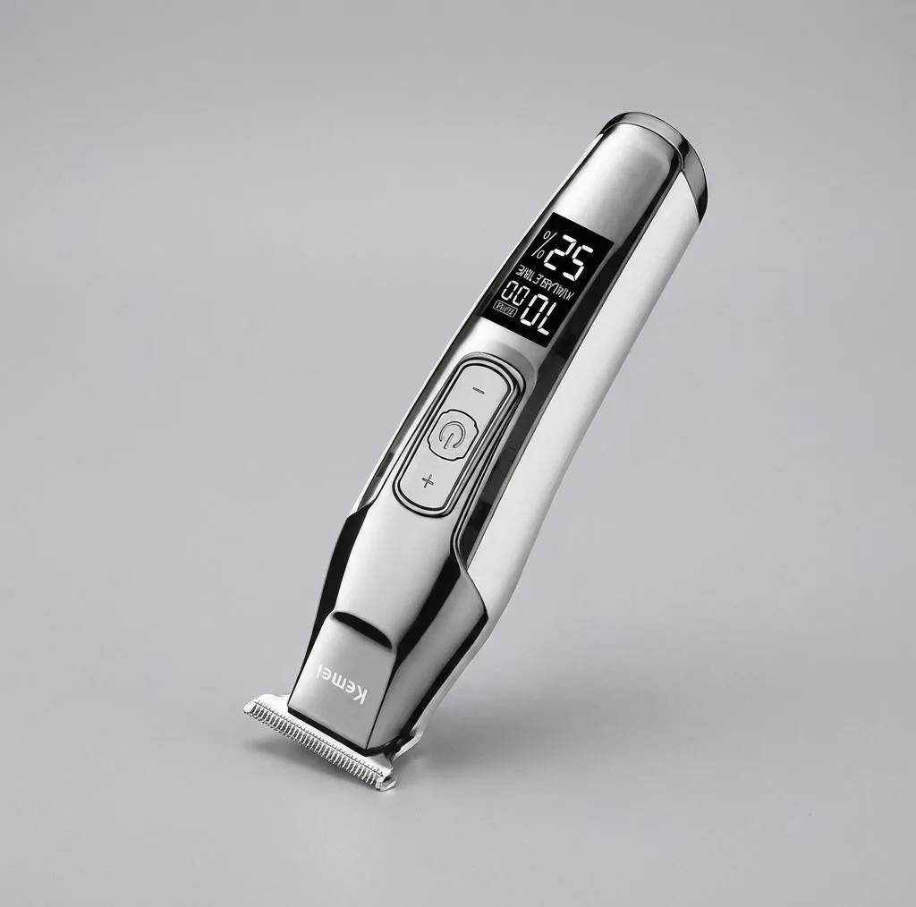 ماشین اصلاح موی سر و صورت کیمی مدل 5027 با باتری قابل شارژ 270 دقیقه‌ای، سرعت موتور 7000 RPM، 4 حالت تنظیم سرعت، 3 عدد شانه قابل تنظیم و نمایشگر وضعیت باتری