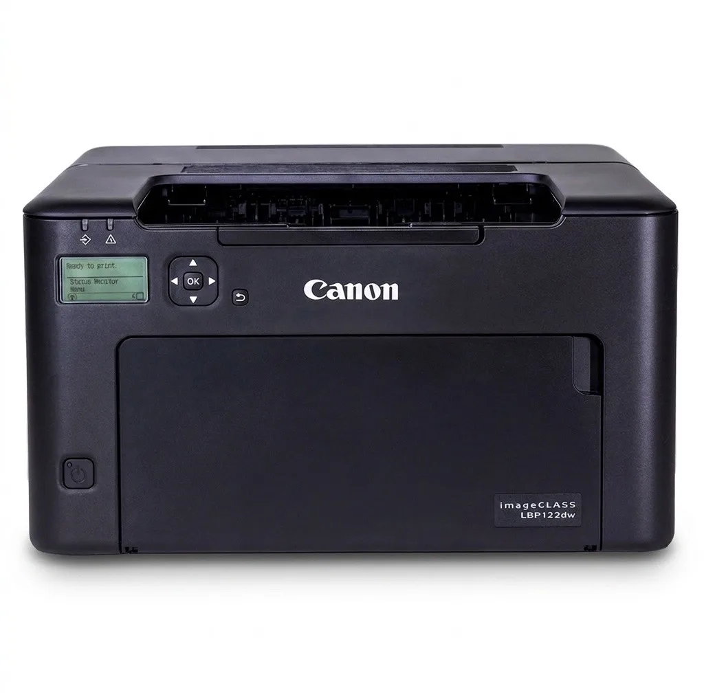 پرینتر لیزری تک‌کاره کانن مدل LBP122dw با قابلیت اتصال USB و Wi-Fi، نمایشگر و پشتیبانی از کاغذ A4 تا A6