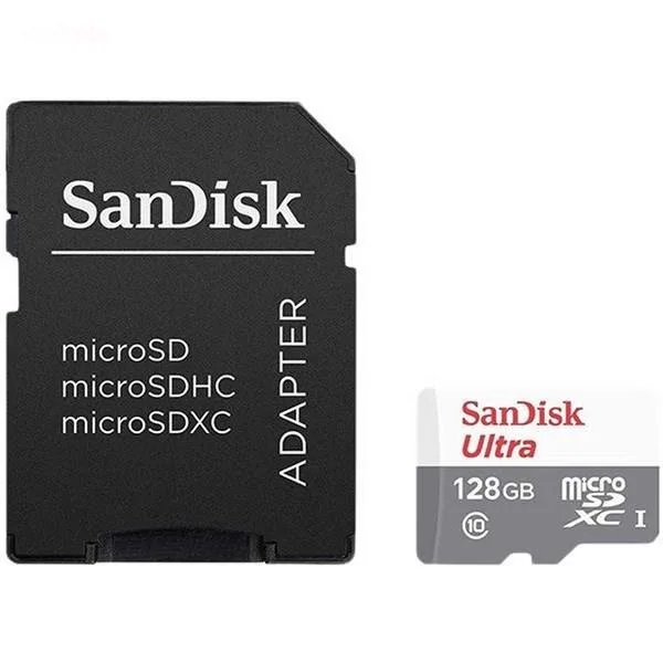 کارت حافظه microSDXC سن دیسک مدل Ultra کلاس 10 استاندارد UHS-I U1 سرعت 100MBps ظرفیت 128 گیگابایت همراه با آداپتور SD
