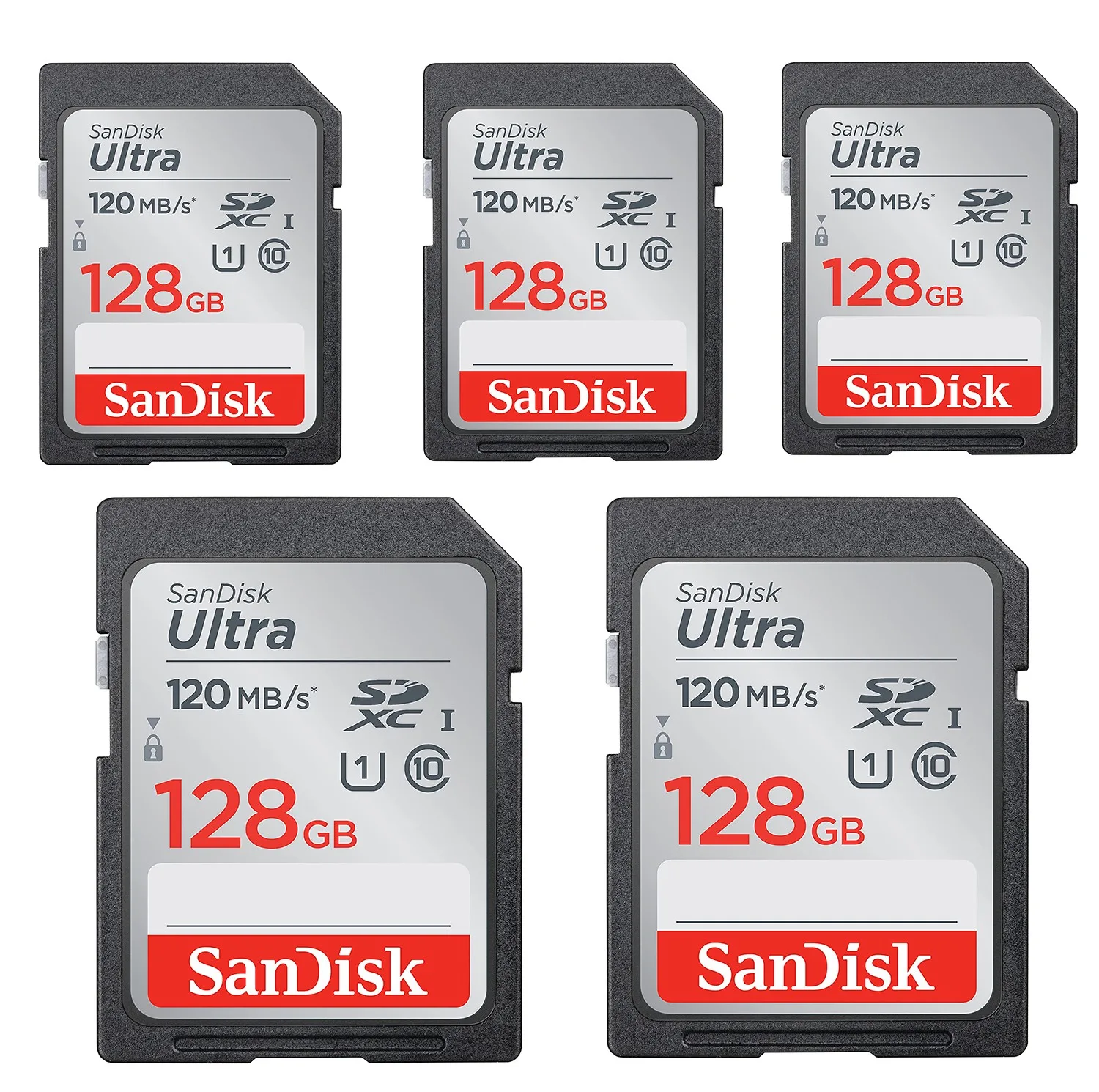 کارت حافظه SDXC سن دیسک مدل Ultra کلاس 10 استاندارد UHS-I U1 سرعت 120MBps ظرفیت 128 گیگابایت بسته 5عددی
