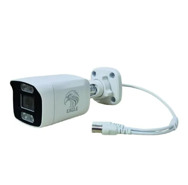 دوربین مداربسته آنالوگ ایگل مدل B805153 با حسگر CCD، رزولوشن 2 مگاپیکسل، زاویه دید 120 درجه، دید در شب و مقاومت در برابر آب، اتصال باسیم BNC و منبع تغذیه 12 ولت 1 آمپر