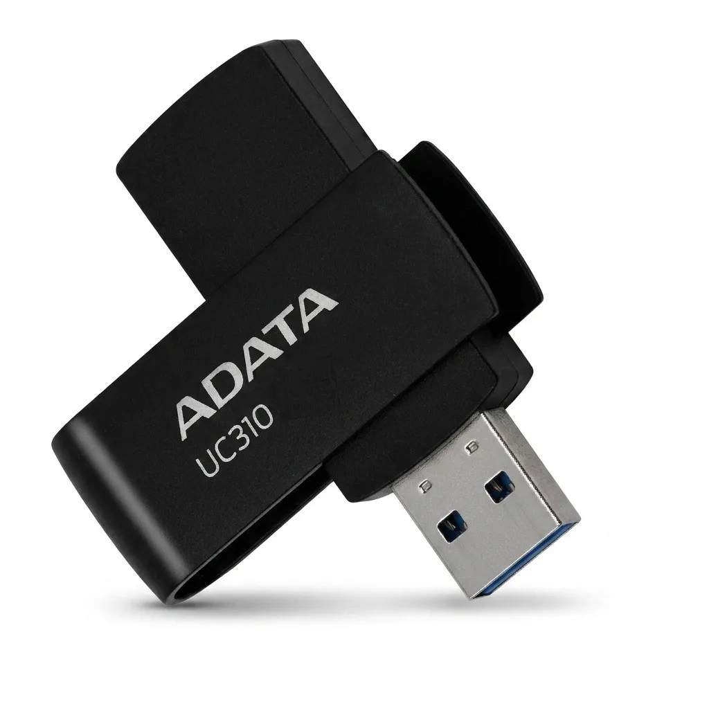 فلش مموری ای دیتا مدل UC310 ظرفیت 64 گیگابایت با رابط USB 3.2 Gen1، طراحی چرخشی، سازگار با ویندوز، مک، لینوکس، بدون نیاز به نصب درایور و مناسب استفاده در کامپیوتر، لپ‌تاپ، گوشی و تلویزیون